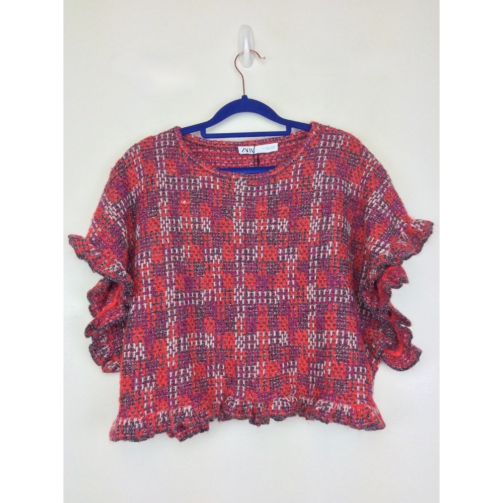ZARA Ruffled Knit Crop Top - Picture 3 of 9